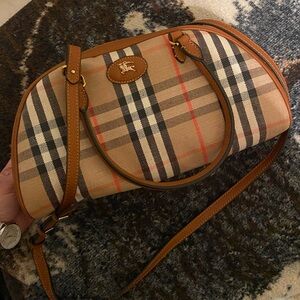 Burberry Beige and Brown Plaid Shoulder Bag